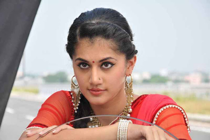 tapsee unseen in red sareepink dress hot images